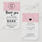 Carte De Visite Parties scintillant rose Marbre Merci d'affaires p (Devant / Derrière)