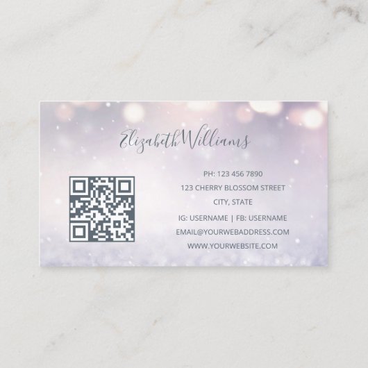 Carte De Visite Parties scintillant rose mauve rose pâle en fleurs (Dos)