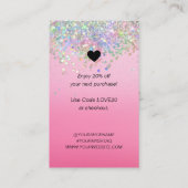 Carte De Visite Parties scintillant rose Merci d'entreprise pour l (Dos)