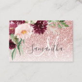 Carte De Visite Parties scintillant rose moderne et flamme à fleur (Devant)