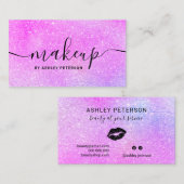 Carte De Visite parties scintillant rose moderne maquillage chic r (Devant / Derrière)