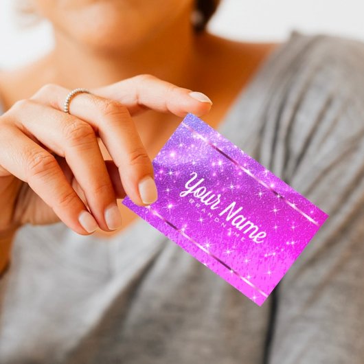 Carte De Visite Parties scintillant Rose Neon De Luxe Sable Étoile