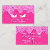 Carte De Visite parties scintillant rose néon moderne à poutres ap (Devant / Derrière)