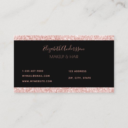 Carte De Visite Parties scintillant rose noir pourpre gouttes chev (Dos)
