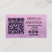 Carte De Visite Parties scintillant rose Ombre Lash Tech QR Code s (Dos)
