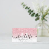 Carte De Visite Parties scintillant rose ombre marbre nom maquilla (Debout devant)