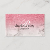 Carte De Visite Parties scintillant rose Ombre Monogramme Marbre S (Devant)
