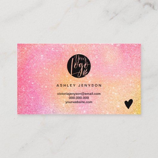 Carte De Visite Parties scintillant rose ombre script logo command (Dos)
