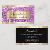 Carte De Visite Parties scintillant rose or cadre Glam rose modern (Devant / Derrière)