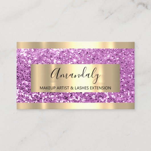 Carte De Visite Parties scintillant rose or cadre Glam rose modern (Devant)