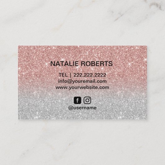 Carte De Visite Parties scintillant Rose or couture couture à vape (Dos)