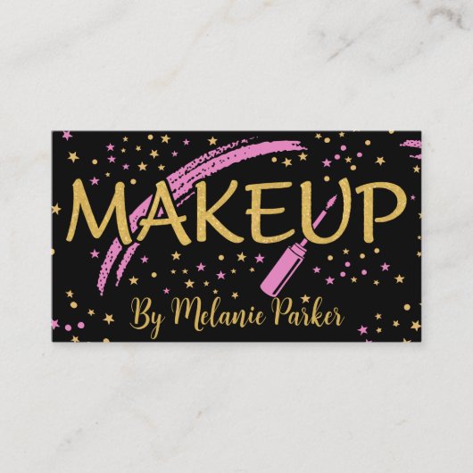 Carte De Visite Parties scintillant rose or élégant Maquillage Art (Devant)