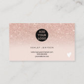 Carte De Visite parties scintillant rose or logo rose vif commande (Dos)