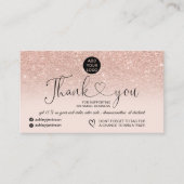 Carte De Visite parties scintillant rose or logo rose vif commande (Devant)