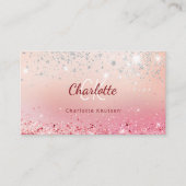 Carte De Visite parties scintillant rose or rose monogramme initi (Devant)