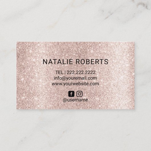 Carte De Visite Parties scintillant rose Or Sless Tanning Mobile S (Dos)