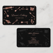 Carte De Visite Parties scintillant Rose Outils de cuisson en or U (Devant / Derrière)