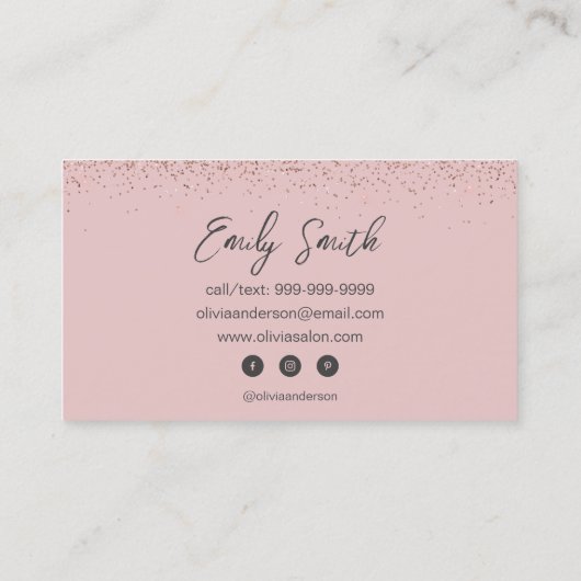 Carte De Visite Parties scintillant rose pâle Rose (Dos)