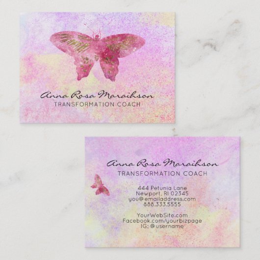 Carte De Visite *~* Parties scintillant rose Pastel Imaginaire Pap (Devant / Derrière)