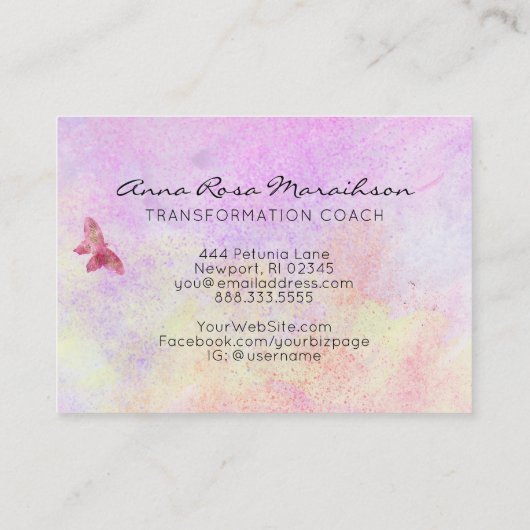 Carte De Visite *~* Parties scintillant rose Pastel Imaginaire Pap (Dos)