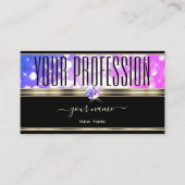 Carte De Visite Parties scintillant rose pourpre brillant noir et (Devant)