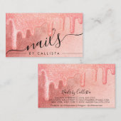 Carte De Visite Parties scintillant rose rose épaisse Glamour Lect (Devant / Derrière)