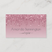 Carte De Visite Parties scintillant Rose Rose Gold Faux avec logo  (Devant)