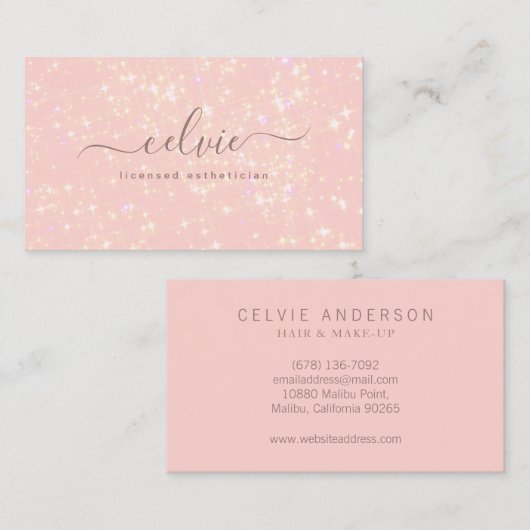 Carte De Visite Parties scintillant rose subtile moderne Bokeh| Ca (Devant / Derrière)