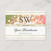 Carte De Visite Parties scintillant rose vert vif Monogramme blanc (Devant)