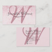 Carte De Visite Parties scintillant rose vif moderne Monogramme Li (Devant / Derrière)