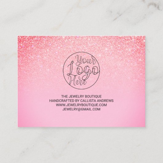 Carte De Visite Parties scintillant rose vif Ombre Merci client (Dos)