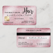 Carte De Visite Parties scintillant rose vif unique cheveux de car (Devant / Derrière)