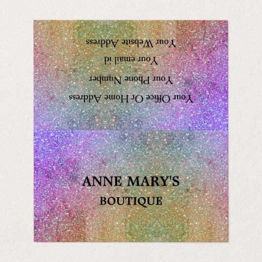 Carte De Visite Parties scintillant rose violet or Glam Coiffeur S (Extérieur déplié)