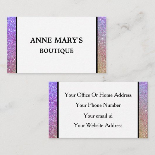 Carte De Visite Parties scintillant rose violet Salon des cheveux (Devant / Derrière)