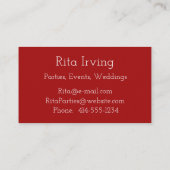 Carte de visite Parties scintillant rouge (Dos)