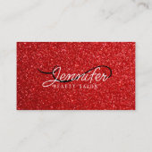 Carte De Visite Parties scintillant rouge brillant moderne coiffeu (Dos)