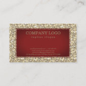 Carte De Visite Parties scintillant Rouge Et Or (Dos)