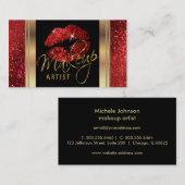 Carte De Visite Parties scintillant rouge lèvres et élégant script (Devant / Derrière)