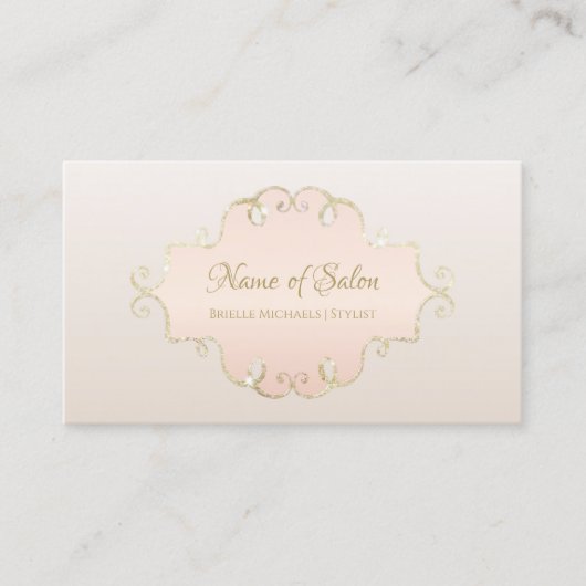 Carte De Visite Parties scintillant Salon Chic Rose Lumière Cadre (Devant)