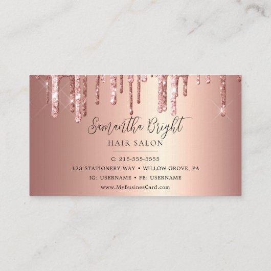 Carte de visite Parties scintillant salon de beaut (Dos)