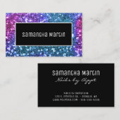 Carte De Visite Parties scintillant Séquin rose Turquoise (Devant / Derrière)