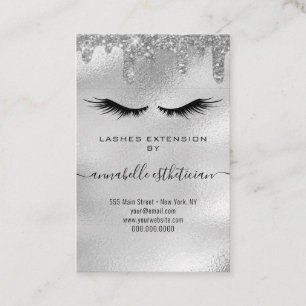Carte De Visite Parties scintillant Silver Eyelash Extension Clien