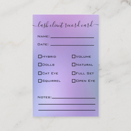 Carte De Visite Parties scintillant Silver Eyelash Extension Clien (Dos)