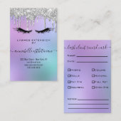 Carte De Visite Parties scintillant Silver Eyelash Extension Clien (Devant / Derrière)