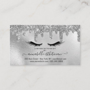 Carte De Visite Parties scintillant Silver Eyelash Extension Nomin