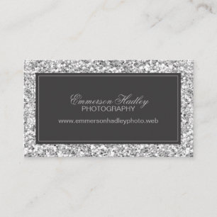 Carte De Visite Parties scintillant Silver Glam Faux