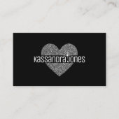 Carte De Visite Parties scintillant simple Forme cardiaque Noir et (Devant)