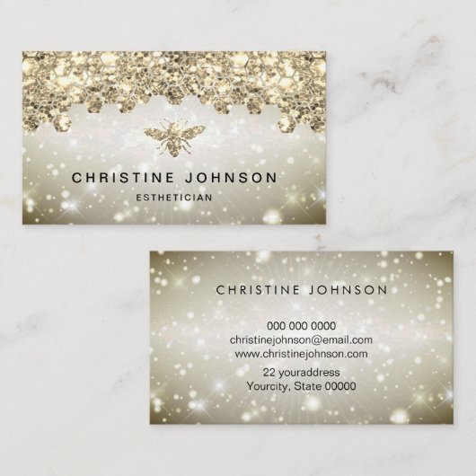 Carte De Visite parties scintillant simulée (Devant / Derrière)