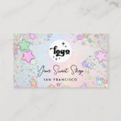 Carte De Visite parties scintillant simulée délicate pastel arc-en (Devant)
