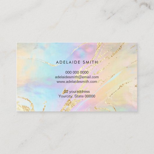 Carte De Visite parties scintillant simulée FAUX holographique mar (Dos)